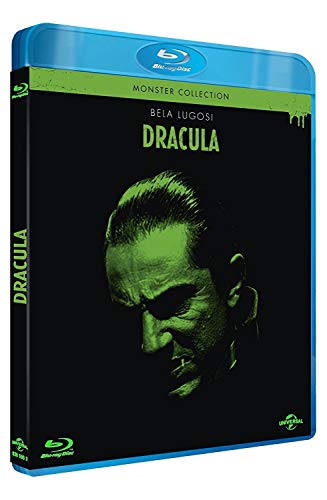 Blu-ray case for Dracula featuring a green-toned portrait of Bela Lugosi on black background.