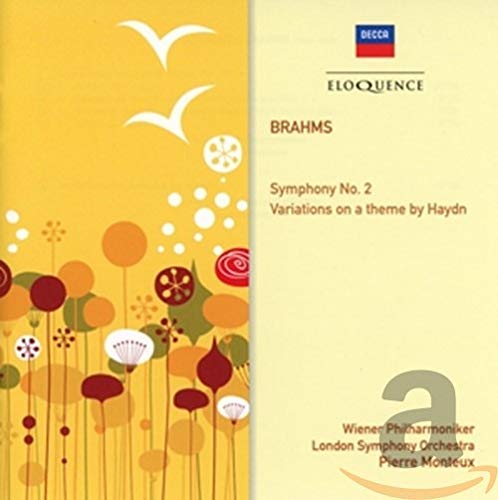 CD cover: yellow floral design, text “Brahms” and orchestra details.
