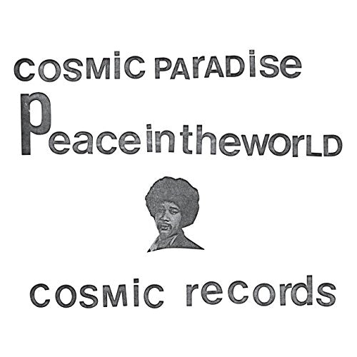 Black and white album cover featuring a portrait and text: “Peace in the world”.