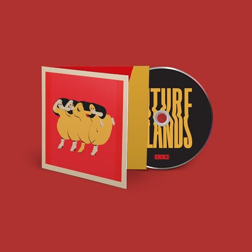 Future Islands CD with illustrated cover of yellow figures embracing.