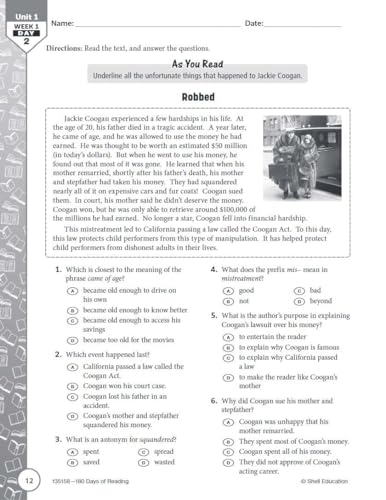180 Days(TM): Reading for Seventh Grade : Practice, Assess, Diagnose