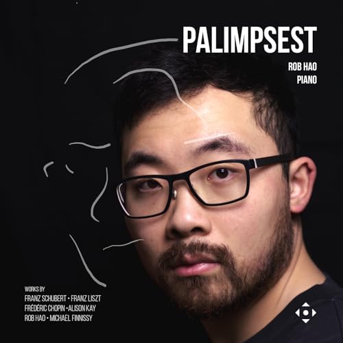 CD cover featuring pianist Rob Hao with abstract white line art.
