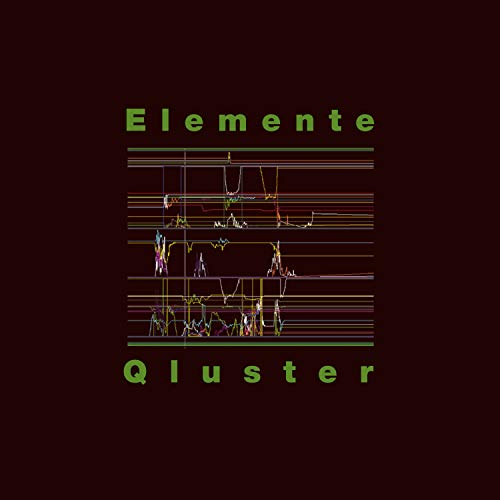 CD cover for Qlusterās āElementeā featuring abstract line graphs on maroon.
