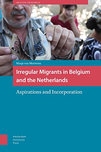 Book cover depicting a man holding identification photos, titled “Irregular Migrants…”