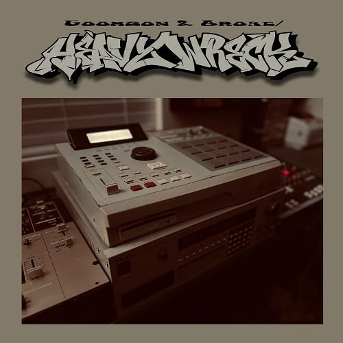 Vintage music production equipment with album title in graffiti style.