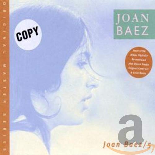 CD cover for Joan Baez’s “5” features a blue-toned portrait.