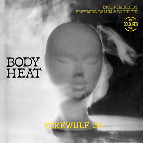 Black and white album cover for “Body Heat” with a blurred face.