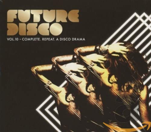 CD cover with abstract lines, a mirrored dancer, and “Future Disco” text.