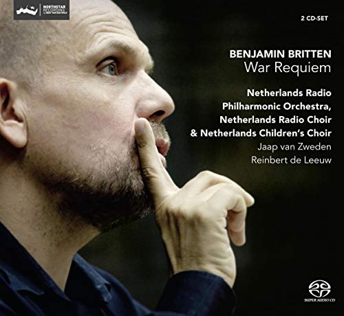 CD cover featuring a portrait of a man with the text "Benjamin Britten: War Requiem.