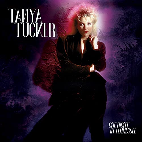 Tanya Tucker album cover, "One Night In Tennessee," with purple haze.