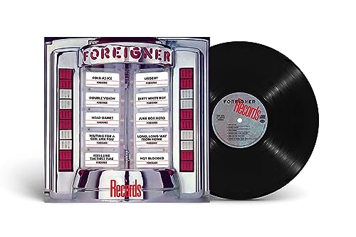 Foreigner vinyl record with jukebox album art and black disc.