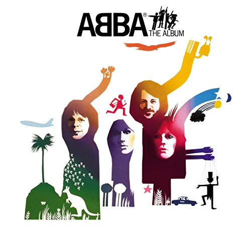 ABBA The Album cover art featuring colorful stylized portraits of the four band members.