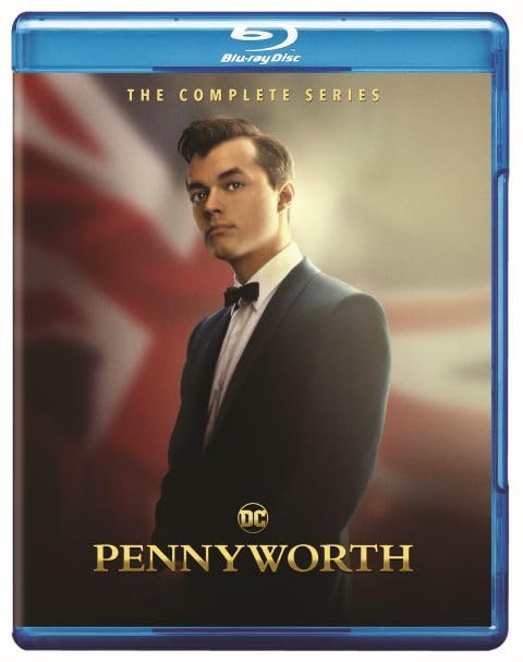 Pennyworth" Blu-ray cover featuring a portrait of Alfred Pennyworth in formalwear.