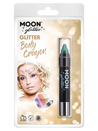 Smiffys Moon Glitter Holographic Body Crayons, Green