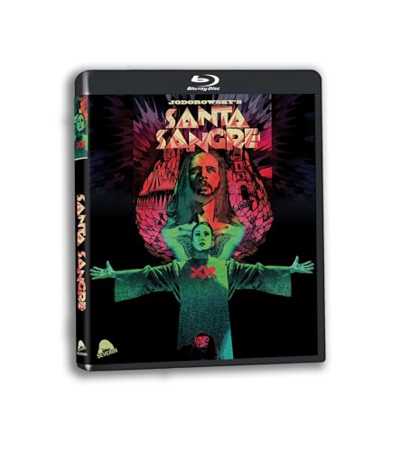 Santa Sangre" Blu-ray cover featuring a man with outstretched arms and a face in his chest.