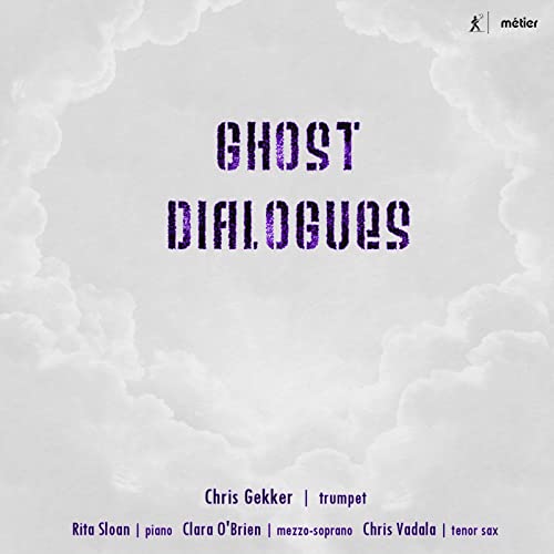 CD cover for "Ghost Dialogues" with purple text and cloud imagery.