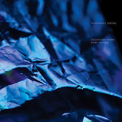 Vinyl record cover with abstract blue and purple fractured imagery.