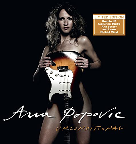 Ana Popovic album cover featuring a woman with a guitar, dark background.