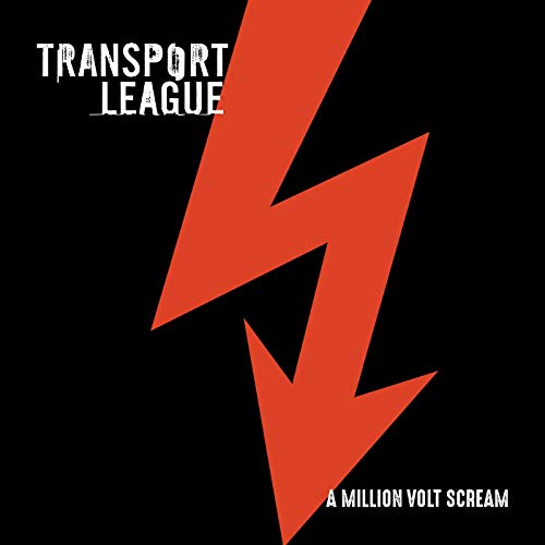 Black album cover with red lightning bolt and white text: "Transport League".