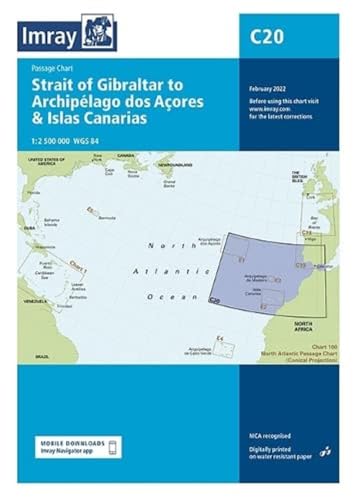 Imray Chart C20 : Strait of Gibraltar to Archipelago dos Acores & Islas Canarias Passage Chart : 20