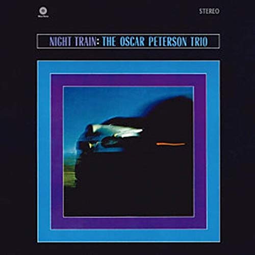 Vinyl album cover of Night Train by The Oscar Peterson Trio featuring a car.