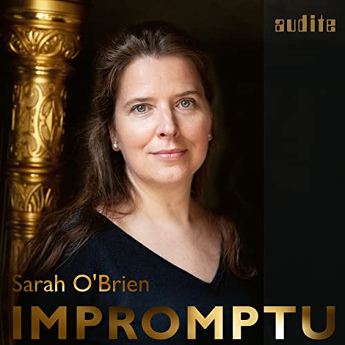 CD cover featuring portrait of musician Sarah O’Brien with golden harp detail.