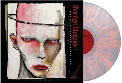 Marilyn Manson album cover and pink-and-blue vinyl record shown.