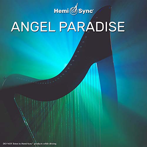 CD cover for "Angel Paradise" featuring a harp and blue light.
