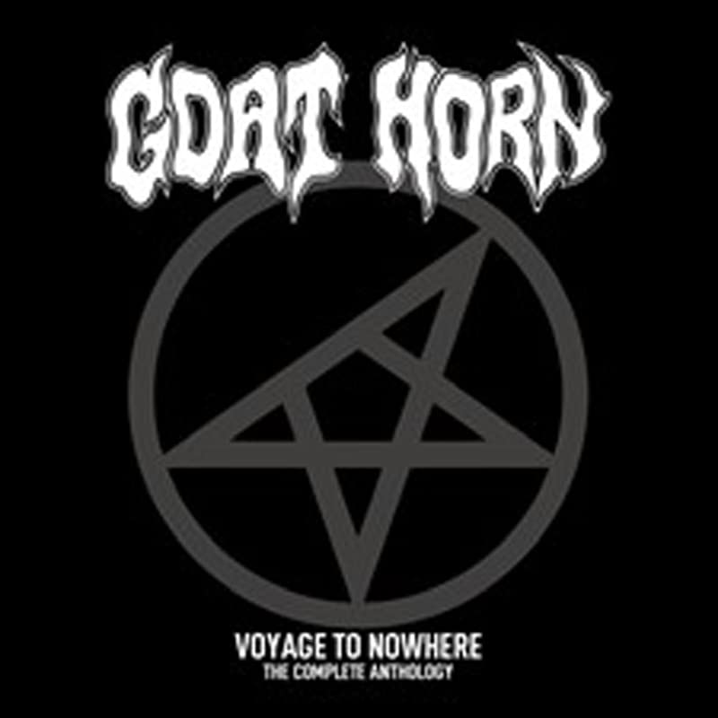 Goat Horn album cover: black and white, pentagram, band logo, text.