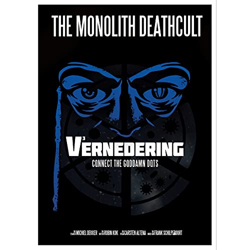 Black album cover with blue, stylized eyes and the title "Vernedering".