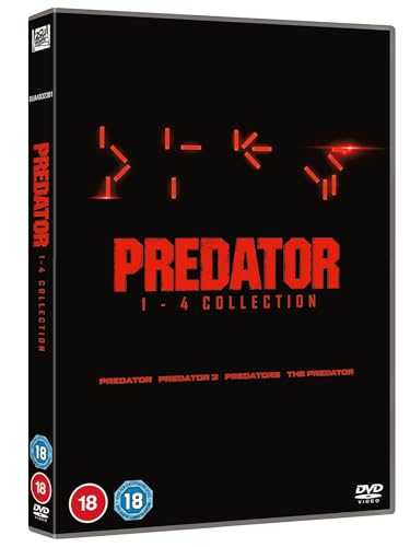 Black DVD case for "Predator 1-4 Collection" with red alien design.