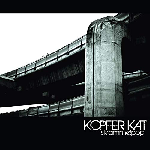 Black and white photo of a concrete bridge structure, album title below.