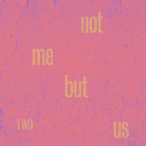 Album cover with text “not me but us two” on a marbled background.