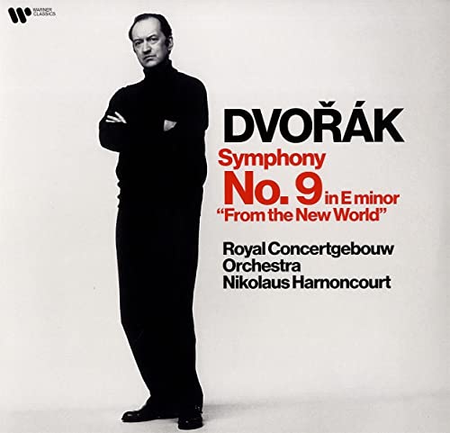 Record album cover featuring conductor Nikolaus Harnoncourt and Dvořák’s Symphony No. 9.