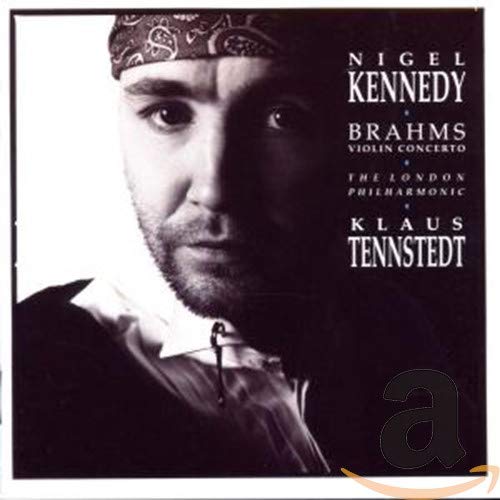Nigel Kennedy portrait on CD cover for Brahms’ Violin Concerto.