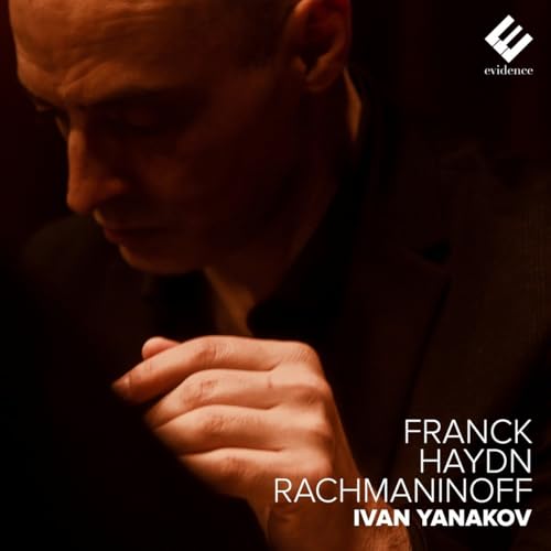Close-up of pianist Ivan Yanakov, CD cover with composer names.
