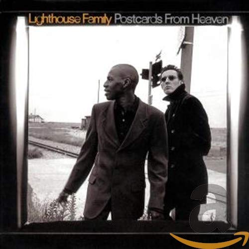 CD cover for Lighthouse Family’s “Postcards From Heaven,” two men standing by tracks.