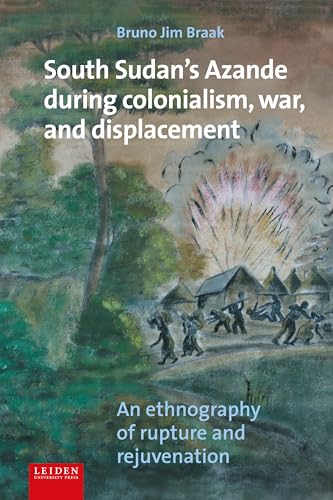 Book cover depicting South Sudanese people fleeing a village under fire.
