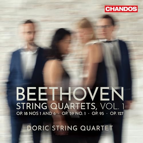CD cover featuring the Doric String Quartet and text “Beethoven String Quartets, Vol. 1”.