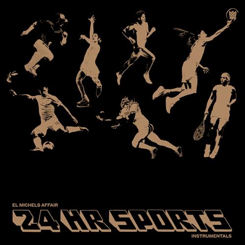 Vinyl record cover: silhouettes of athletes in action, sepia tone.