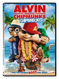 DVD cover for “Alvin and the Chipmunks Chipwrecked” featuring the chipmunks.