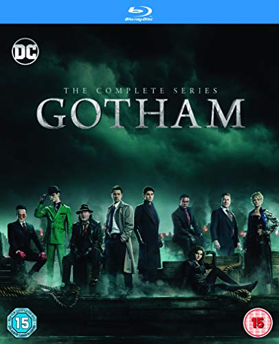 āGothamā Blu-ray cover featuring character portraits in a dark, smoky scene.