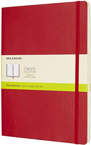 Moleskine Classic Plain Paper Notebook - Soft Cover And Elastic Closure Journal - Color Scarlet Red - X- Large 19 X 25 A4 - 192 Pages