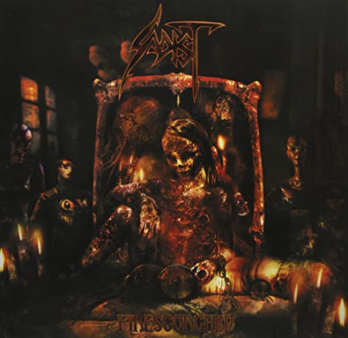 Dark album cover featuring a distressed figure within an ornate, fiery frame.
