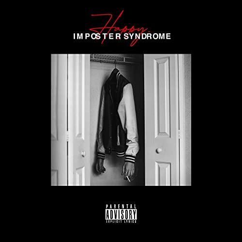 CD cover: open closet with jacket, black and white, red text.