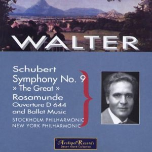 CD cover for Schubert’s Symphony No. 9 featuring Bruno Walter’s portrait.