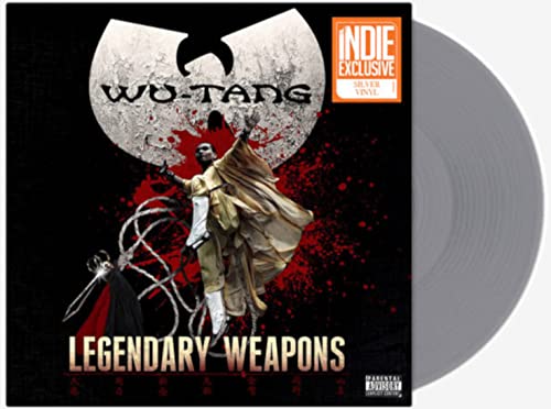 Wu-Tang “Legendary Weapons” silver vinyl record with warrior imagery.