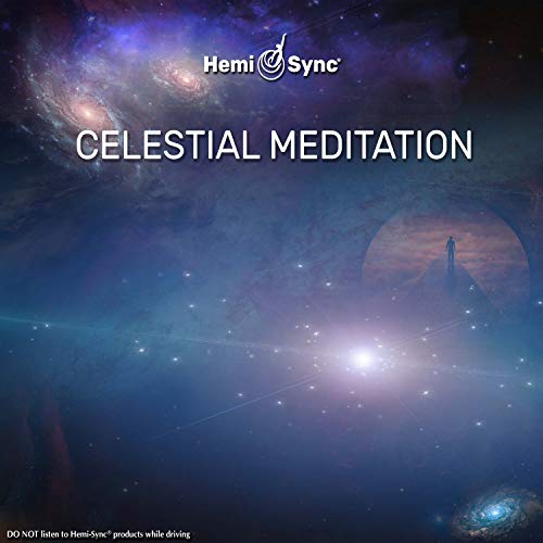 CD cover with galactic imagery, a figure, and text “Celestial Meditation”.