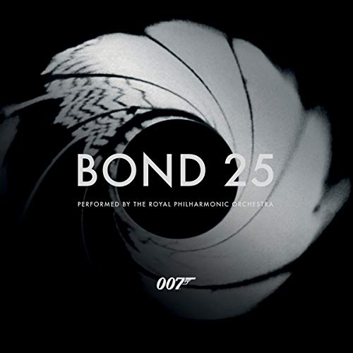 CD cover featuring a stylized James Bond gun barrel graphic with text Bond 25.
