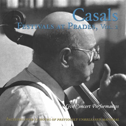 Pablo Casals portrait with cello, album cover for 12CD set.